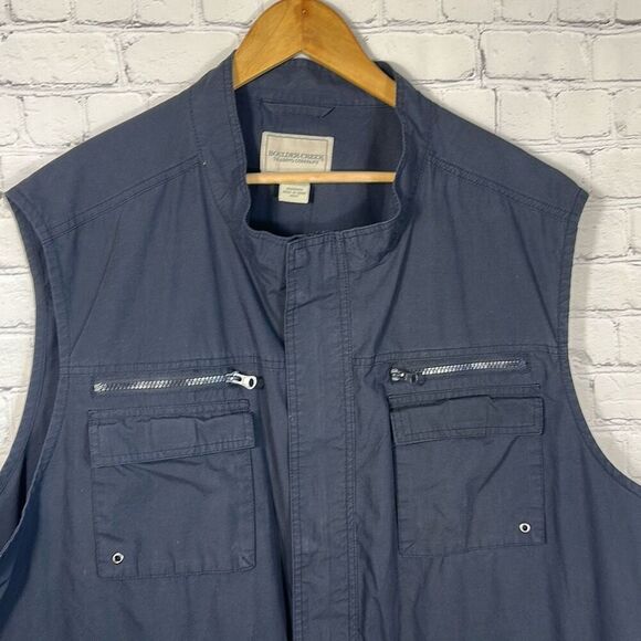 Boulder Creek Fishing Vest Men’s 3XL Black Zip Khaki Hunting Safari Pocket - Picture 2 of 8